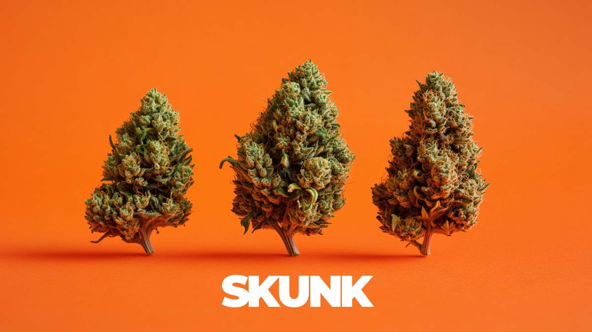 Skunk Strains Topliste Namen Effect Story Infografik Flowers