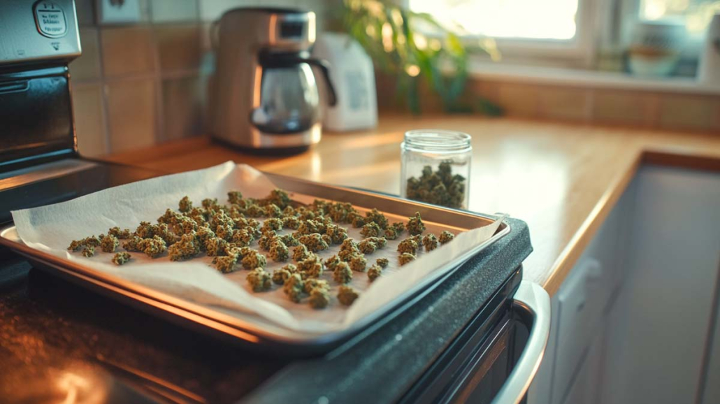 Cannabis-carboxylgruppe: Sådan aktiveres THC til mad Cannabis Carboxylgruppe Aktiviert Thc Lebensmittel Backblech Trocknen Essen