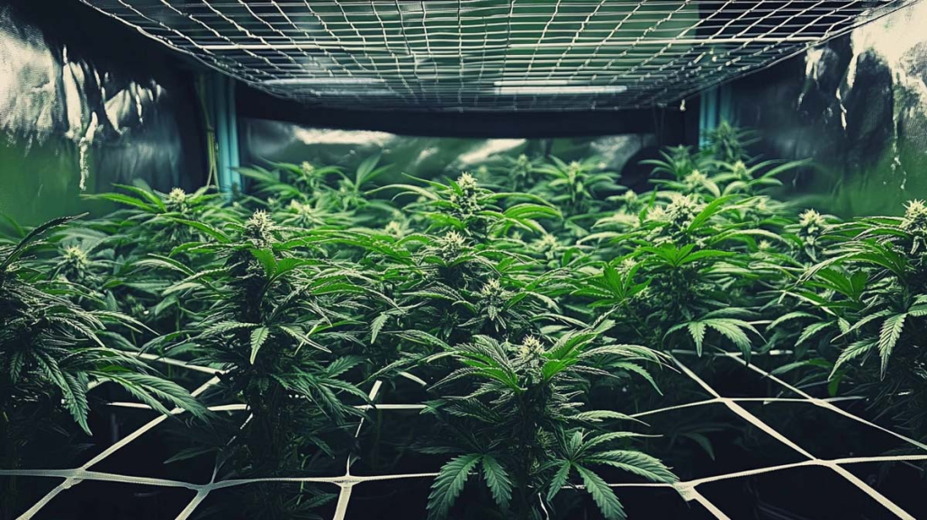 Cannabis Anbau für Fortgeschrittene 9/9: Hydroponik & LST - Bonus Scrog Methode Cannabis Anbau Tipps Bluete Netz Growbox
