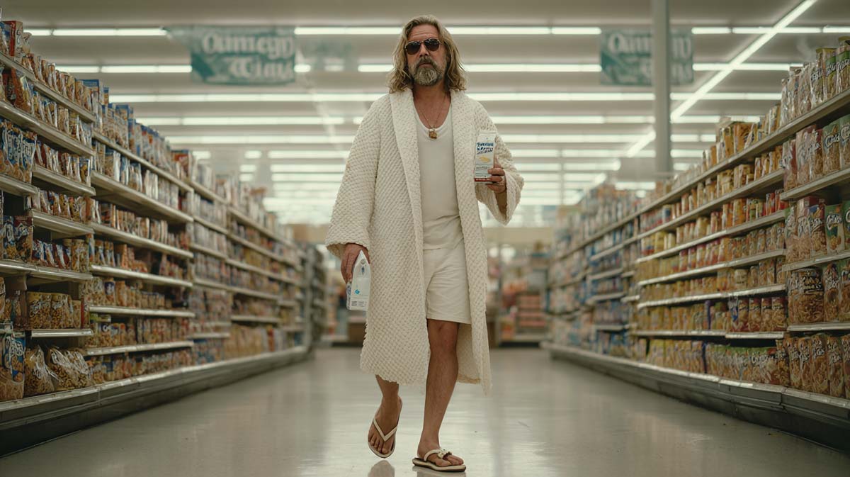The Big Lebowski Supermarkt Bademantel High Foto Darsteller