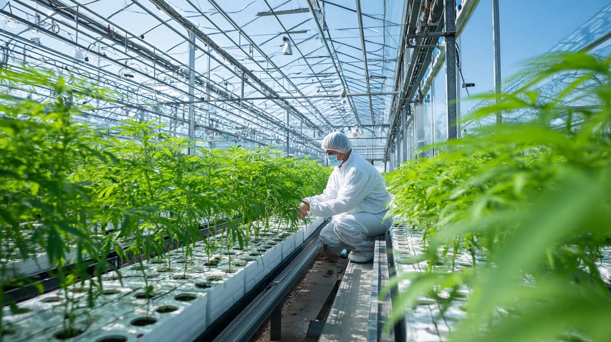 Cannabis Manufacturer Plantage Doku Foto Arbeiterin Pruefen Zucht