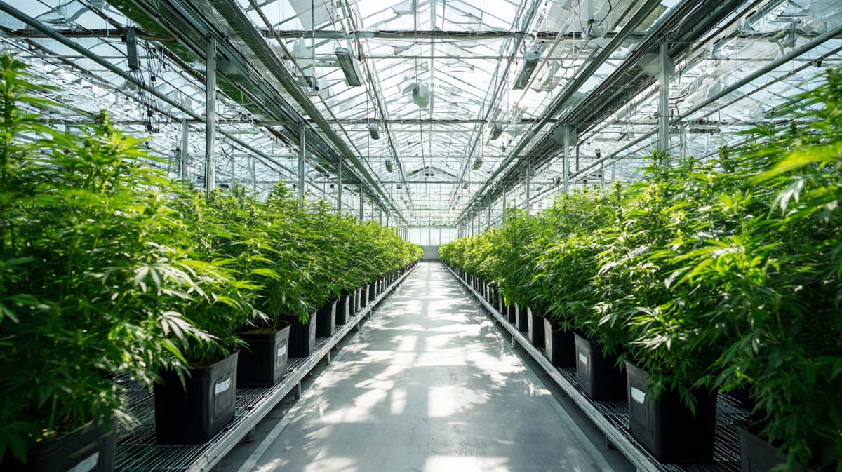 Cannabis Manufacturer Plantage Doku Foto Leere Halle Mittags
